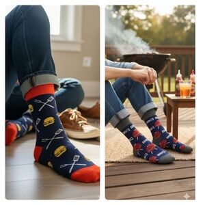 BBQ Themed Novelty Men’s Socks Size 6-12